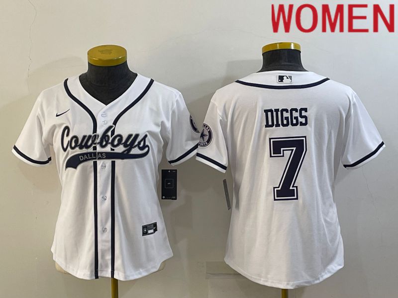 Women Dallas Cowboys #7 Diggs White 2022 Nike Co branded NFL Jerseys